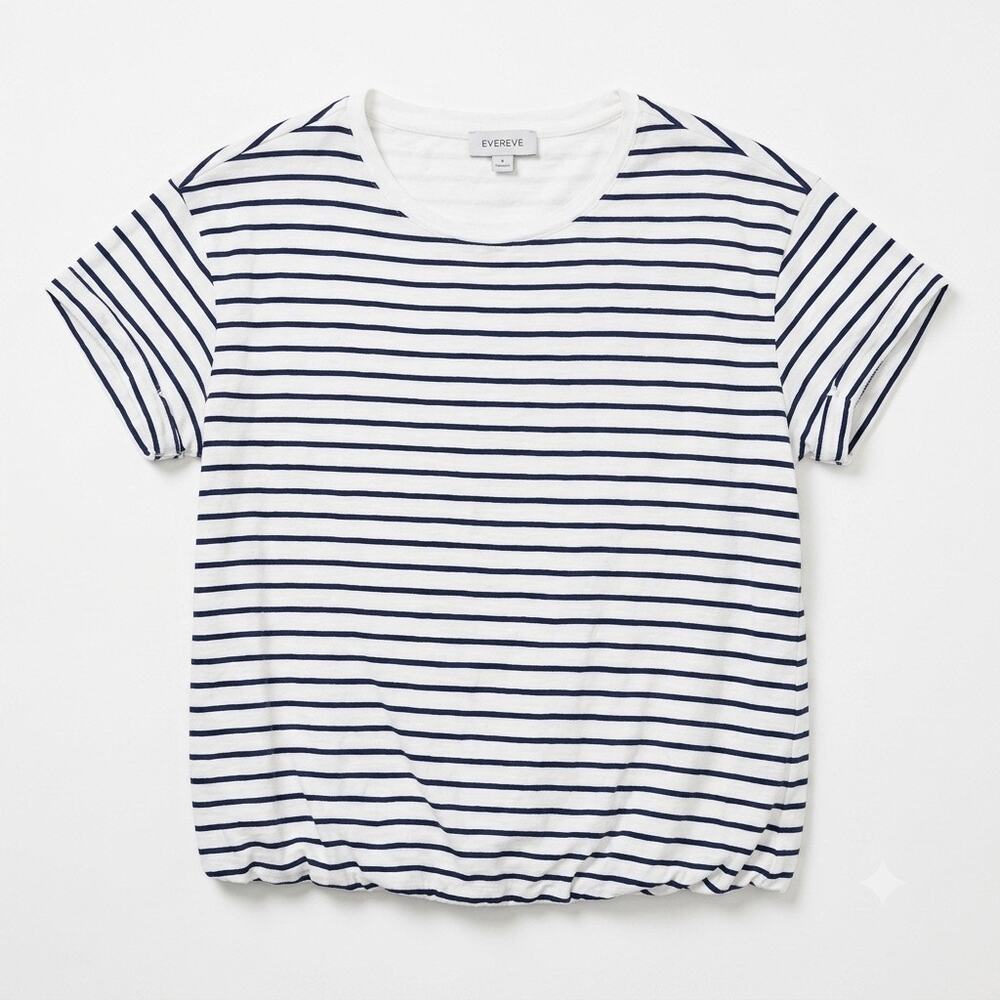 Evereve Stripe Bubble Hem T-Shirt Size Small